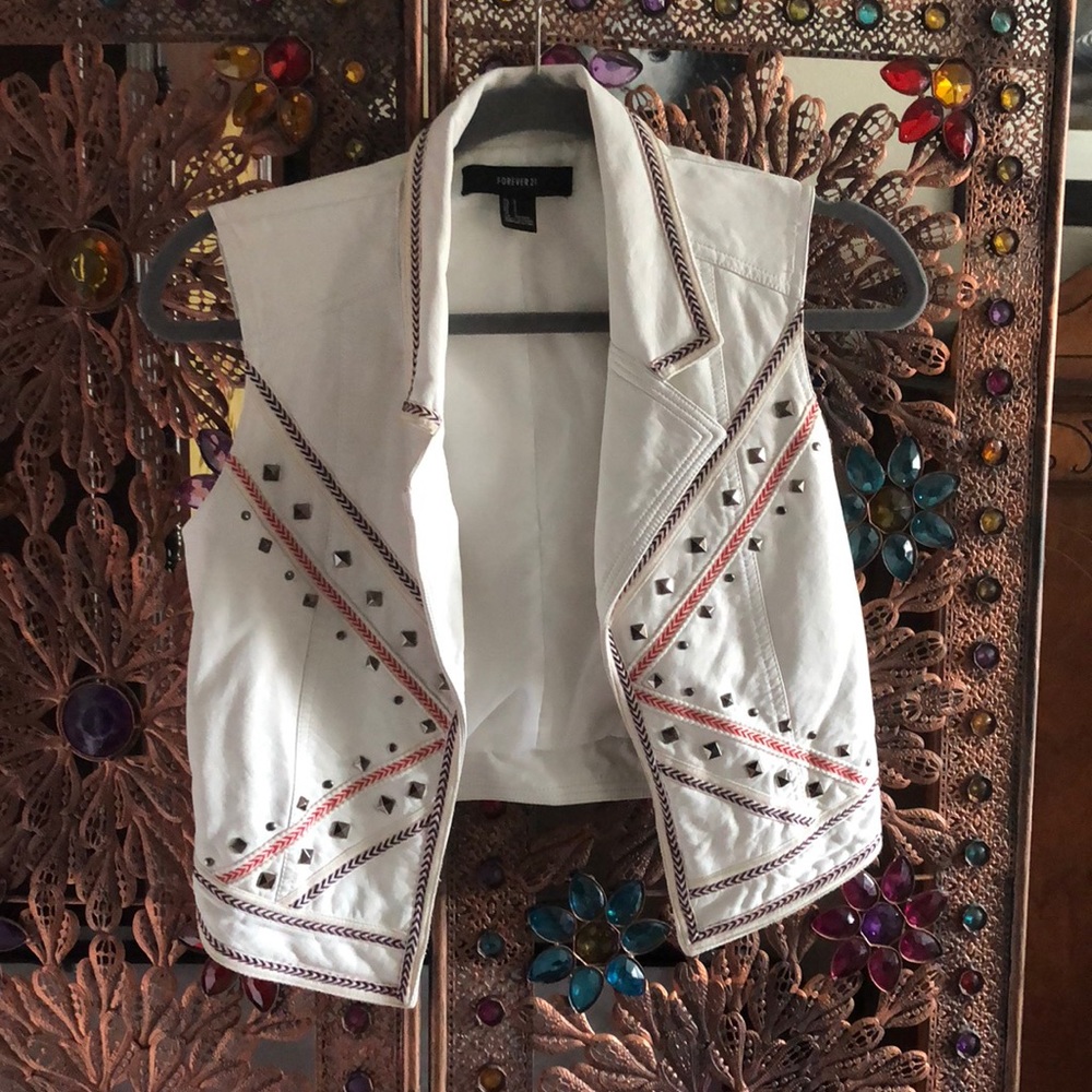 White Forever 21 Studded Vest